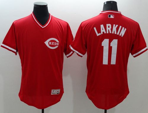 Reds #11 Barry Larkin Red Flexbase Authentic Collection Cooperstown Stitched MLB Jersey - Click Image to Close